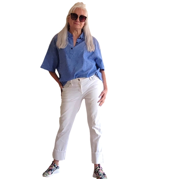 Onia Linen Blend Beachy Relaxed Popover Shirt Sz xl Blue - Picture 10 of 10